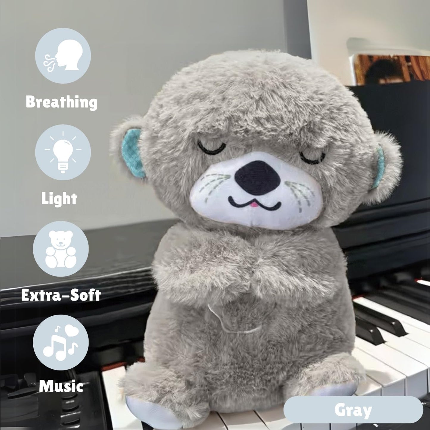 NRKK Baby Plush Toy with Music, Lights & Breathing Motion, Interactive Teddy Bear for Sensory Learning, Soft Stuffed Animal Newborn Babies, Musical Toy Kids Best Birthday Gift (Multicolor)